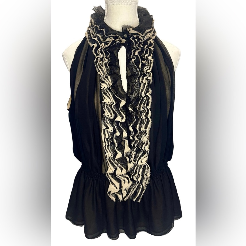 Robert Rodriguez + Neiman Marcus + Target Collab! Black lace & sheer top Size L